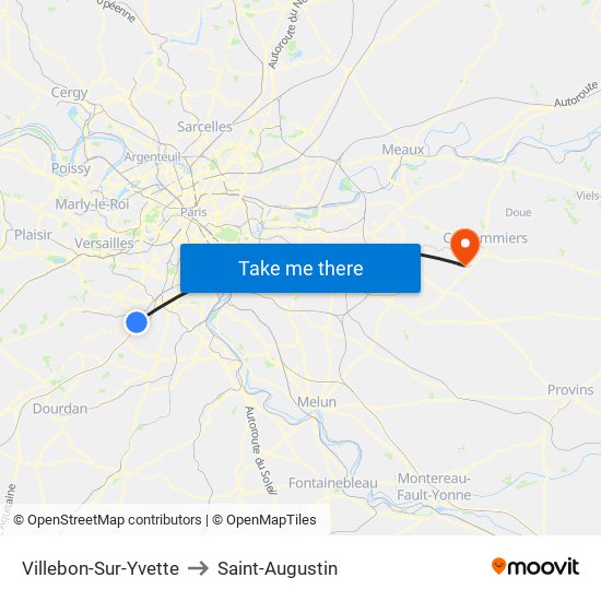 Villebon-Sur-Yvette to Saint-Augustin map