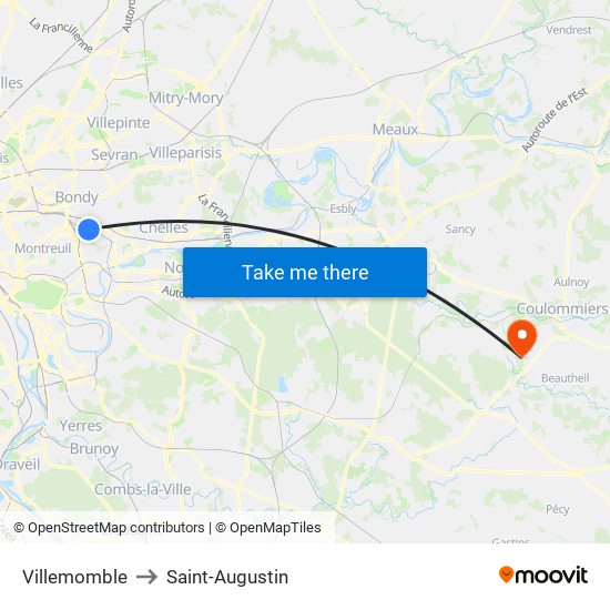 Villemomble to Saint-Augustin map