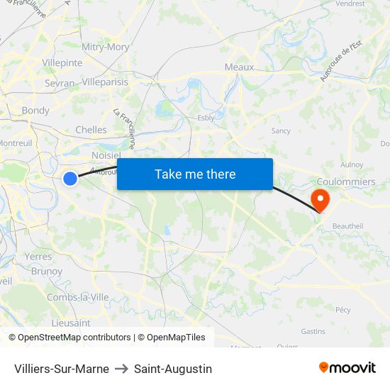Villiers-Sur-Marne to Saint-Augustin map