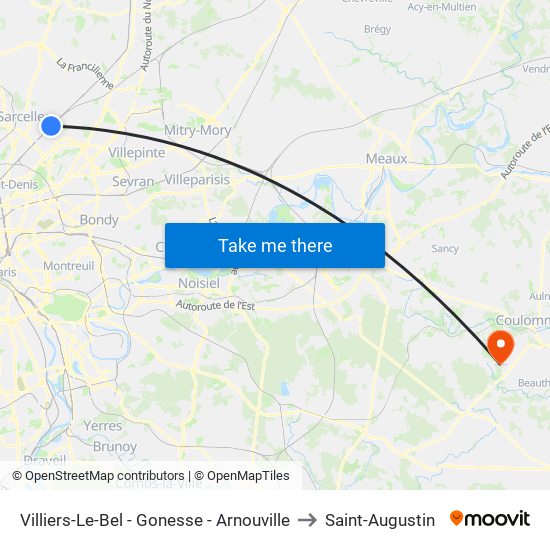 Villiers-Le-Bel - Gonesse - Arnouville to Saint-Augustin map