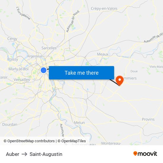 Auber to Saint-Augustin map