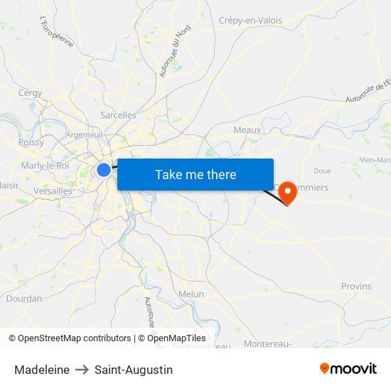Madeleine to Saint-Augustin map