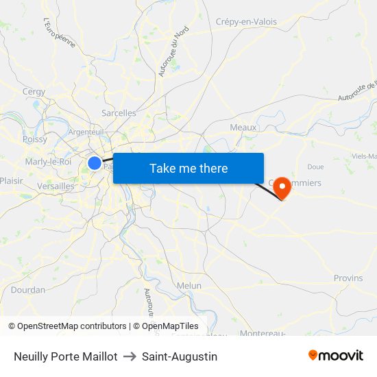 Neuilly Porte Maillot to Saint-Augustin map