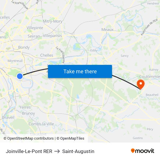 Joinville-Le-Pont RER to Saint-Augustin map