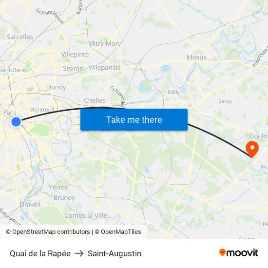 Quai de la Rapée to Saint-Augustin map