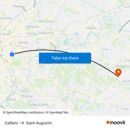 Gallieni to Saint-Augustin map