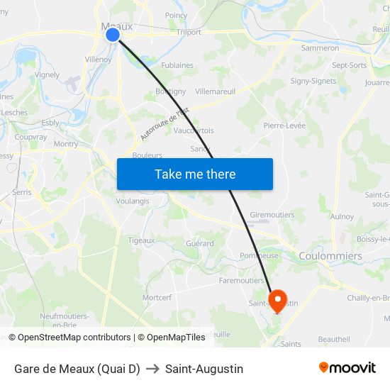 Gare de Meaux (Quai D) to Saint-Augustin map