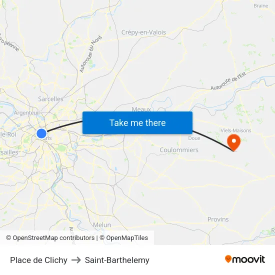 Place de Clichy to Saint-Barthelemy map