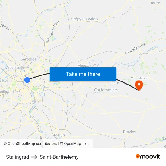 Stalingrad to Saint-Barthelemy map
