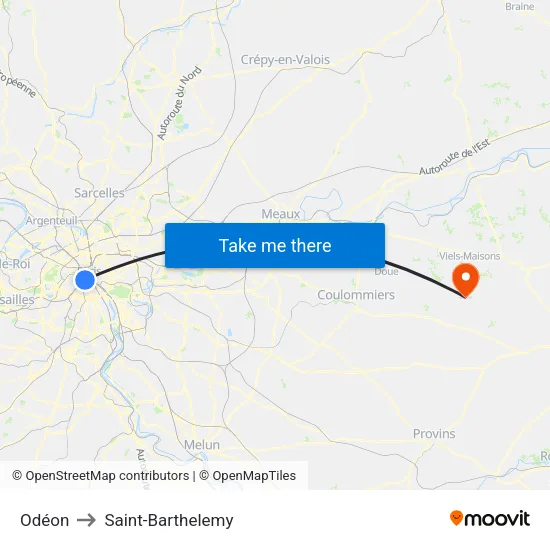 Odéon to Saint-Barthelemy map