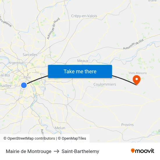 Mairie de Montrouge to Saint-Barthelemy map