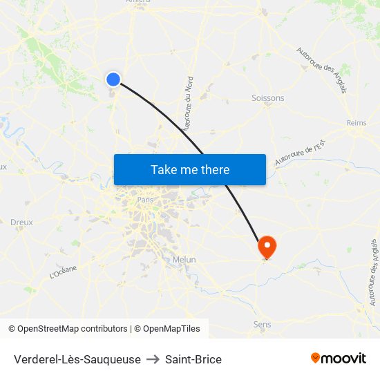 Verderel-Lès-Sauqueuse to Saint-Brice map
