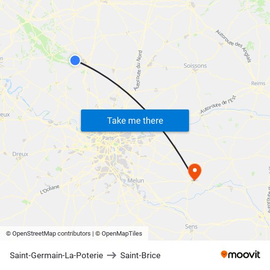 Saint-Germain-La-Poterie to Saint-Brice map