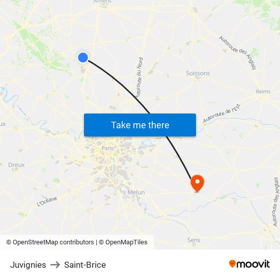 Juvignies to Saint-Brice map