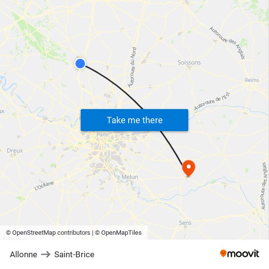 Allonne to Saint-Brice map