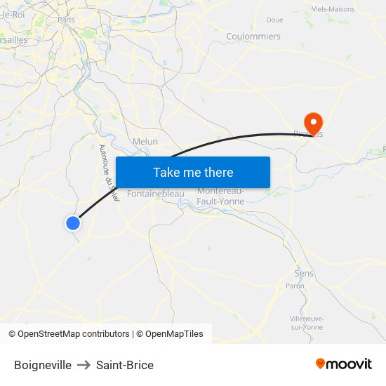 Boigneville to Saint-Brice map