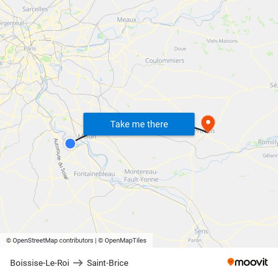 Boissise-Le-Roi to Saint-Brice map