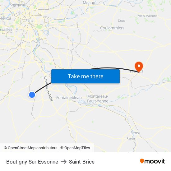 Boutigny-Sur-Essonne to Saint-Brice map