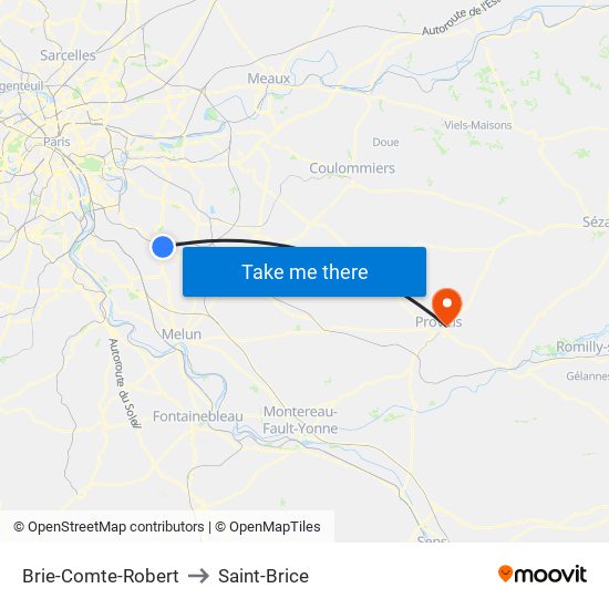 Brie-Comte-Robert to Saint-Brice map