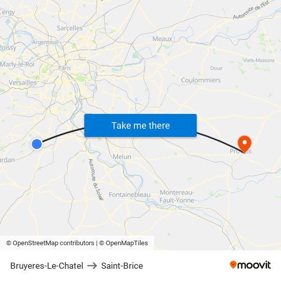 Bruyeres-Le-Chatel to Saint-Brice map