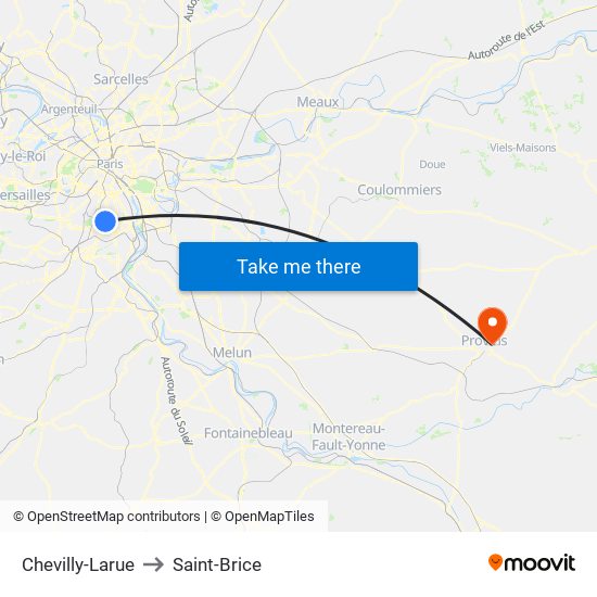 Chevilly-Larue to Saint-Brice map