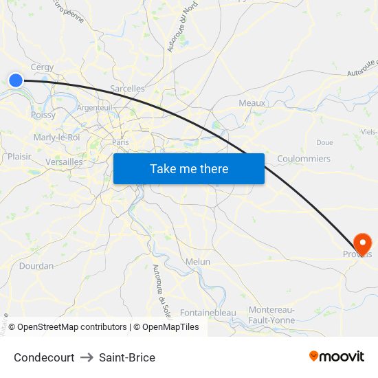 Condecourt to Saint-Brice map