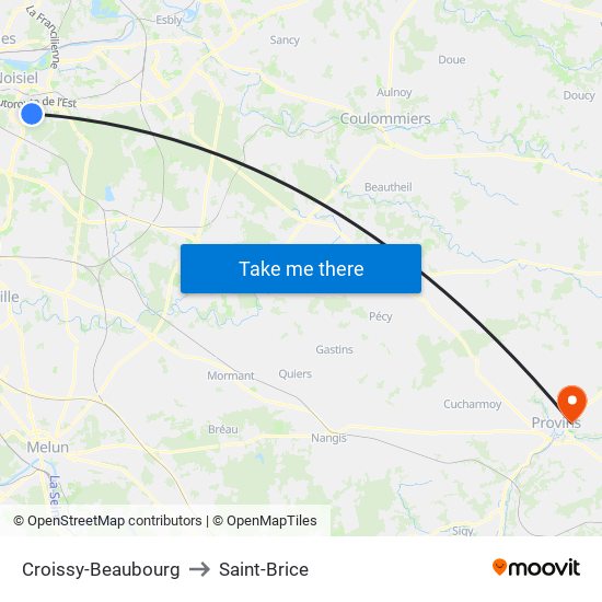 Croissy-Beaubourg to Saint-Brice map