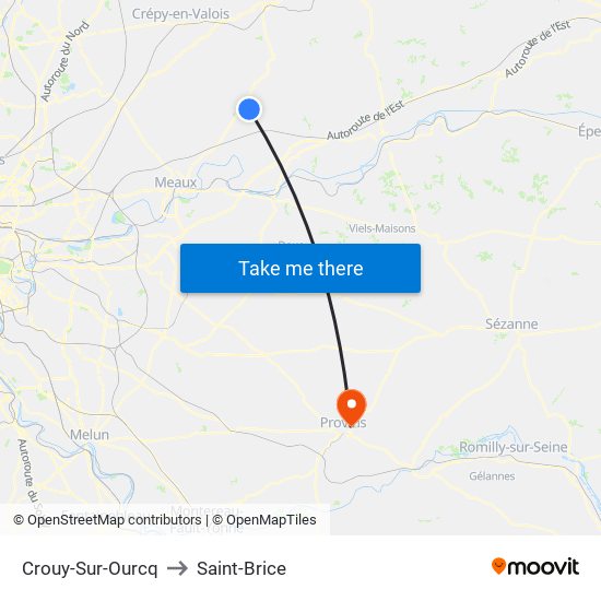 Crouy-Sur-Ourcq to Saint-Brice map