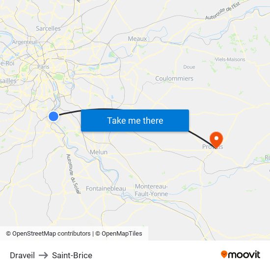 Draveil to Saint-Brice map