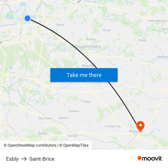 Esbly to Saint-Brice map