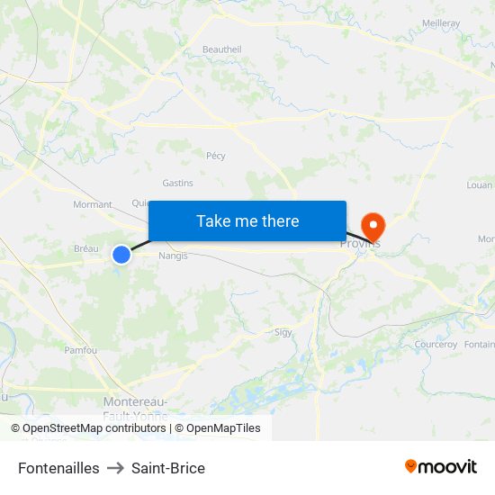 Fontenailles to Saint-Brice map