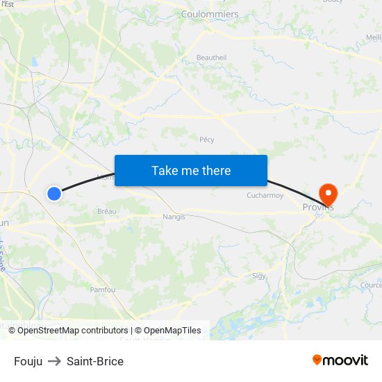 Fouju to Saint-Brice map