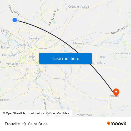 Frouville to Saint-Brice map