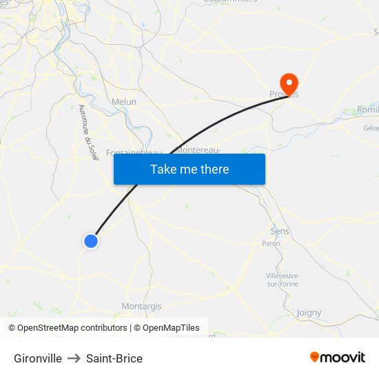 Gironville to Saint-Brice map