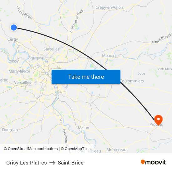 Grisy-Les-Platres to Saint-Brice map