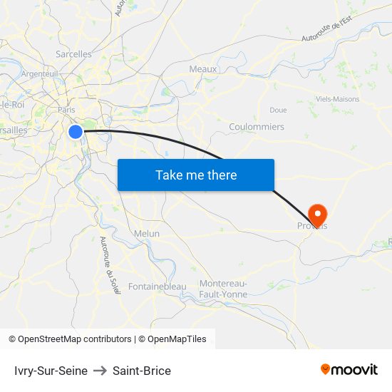 Ivry-Sur-Seine to Saint-Brice map