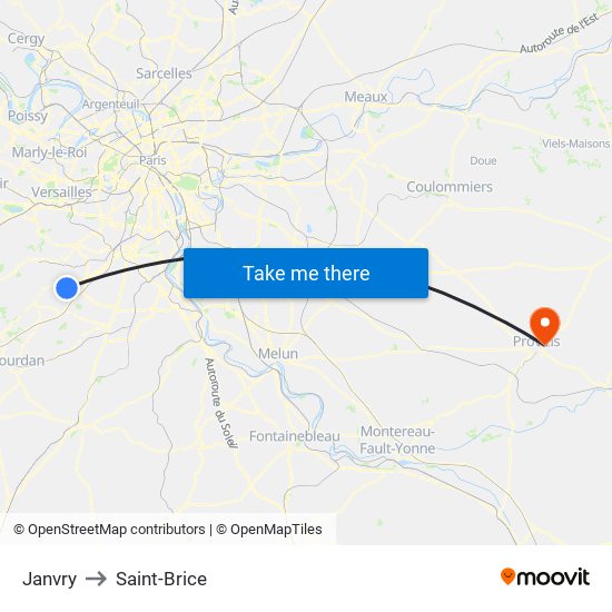 Janvry to Saint-Brice map