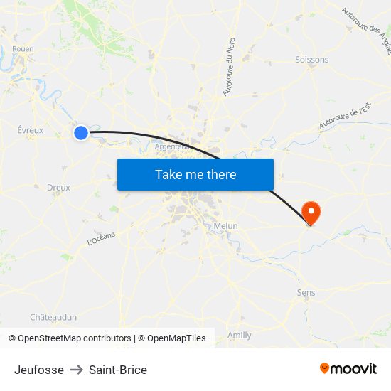 Jeufosse to Saint-Brice map