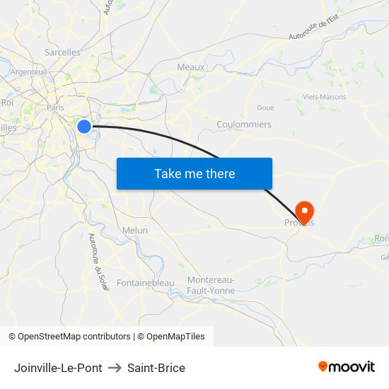 Joinville-Le-Pont to Saint-Brice map