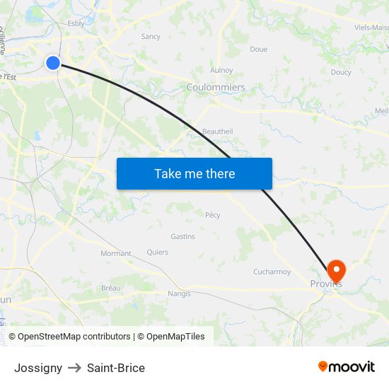 Jossigny to Saint-Brice map