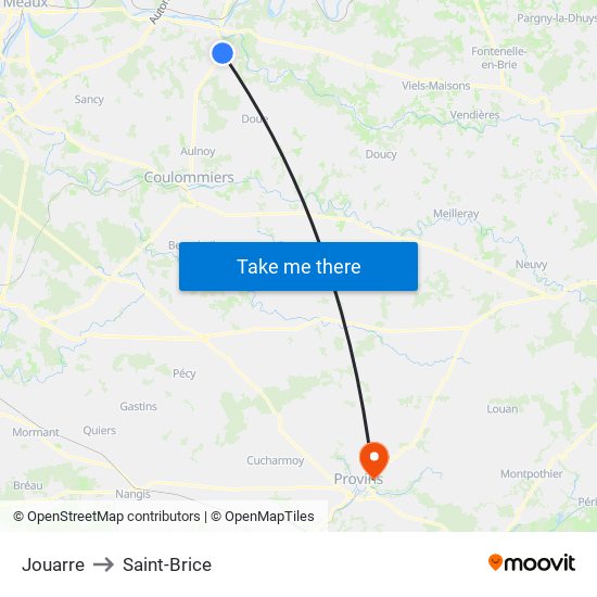Jouarre to Saint-Brice map