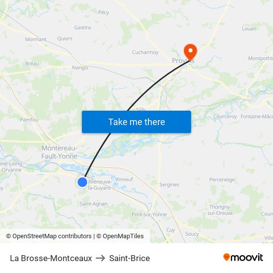 La Brosse-Montceaux to Saint-Brice map