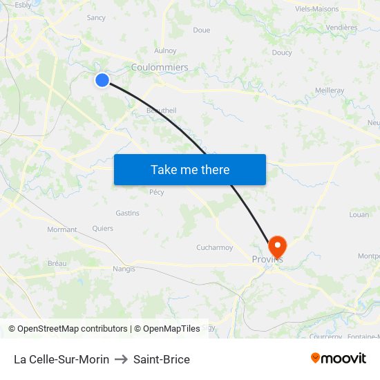 La Celle-Sur-Morin to Saint-Brice map