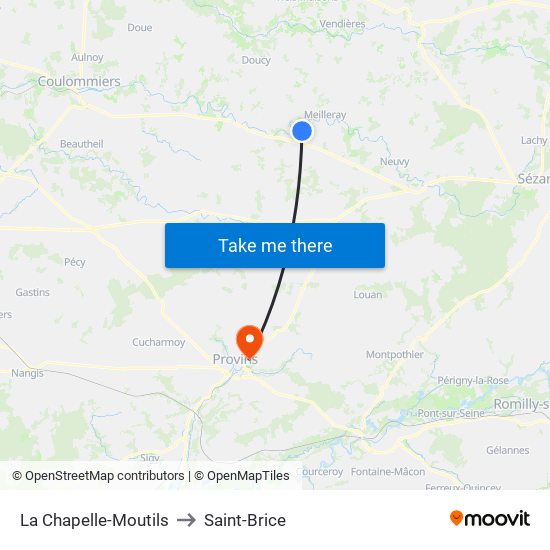 La Chapelle-Moutils to Saint-Brice map