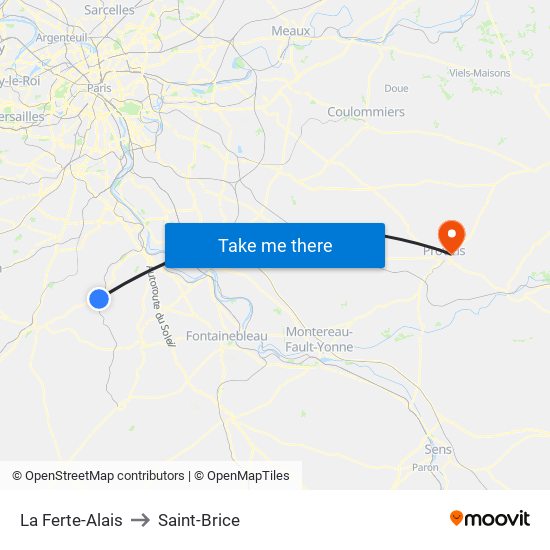 La Ferte-Alais to Saint-Brice map