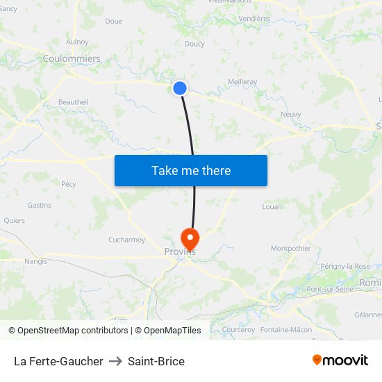 La Ferte-Gaucher to Saint-Brice map