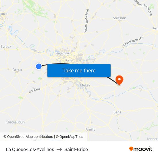 La Queue-Les-Yvelines to Saint-Brice map