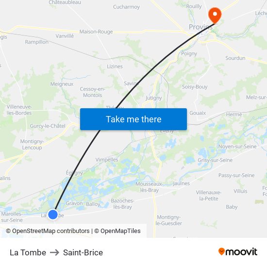 La Tombe to Saint-Brice map