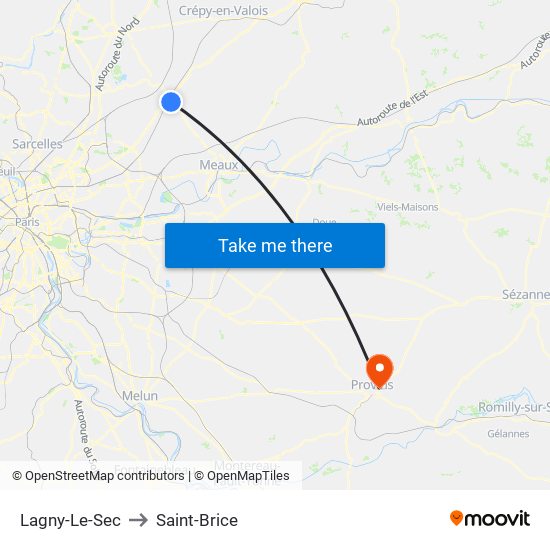 Lagny-Le-Sec to Saint-Brice map