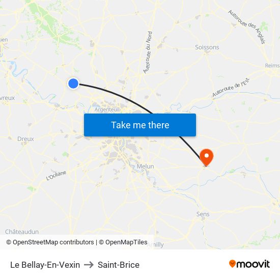 Le Bellay-En-Vexin to Saint-Brice map
